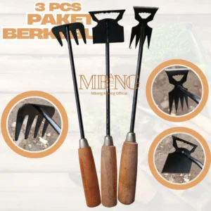 Mbang-Mbeng Paket berkebun 3 pcs Pencabut rumput, Cangkul mini, Garuk Sampah