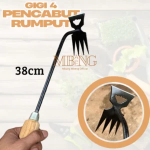 Mbang-Mbeng Alat Pencabut rumput gigi 4 gagang kayu / alat berkebun / cangkul rumput kecil