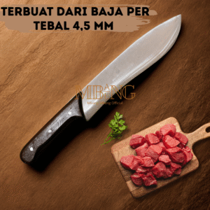 Mbang-Mbeng Pisau Daging / Pisau Boning / Pisau Luar Ruangan / Pisau Serbaguna Baja PER 4,5mm – Gagang Kayu Solid