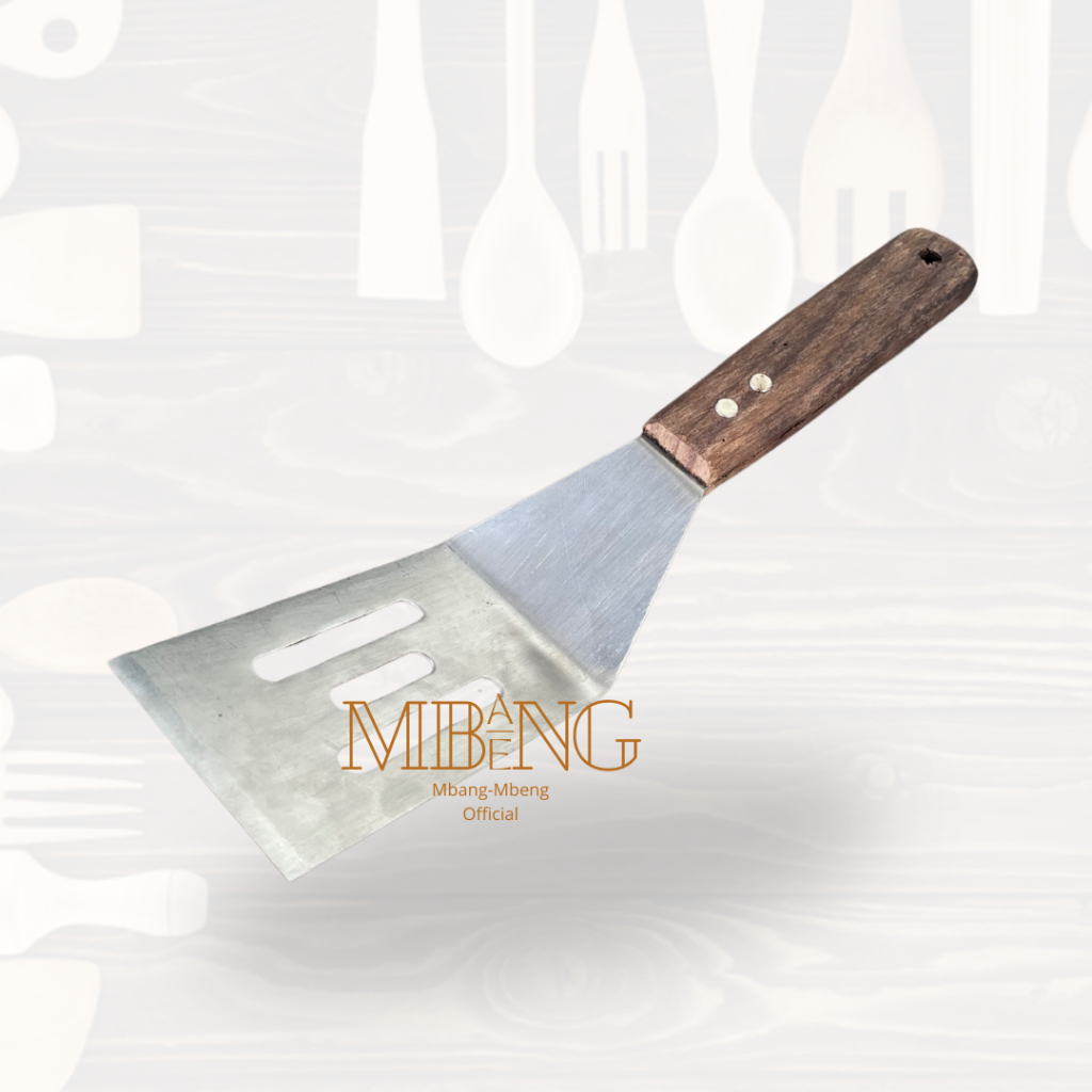 Mbang-Mbeng Kape Bengkok Spatula Pizza Martabak Teppanyaki Shovel Kue Steak BBQ Cake Scrapper Lebar 6 cm - Gambar 5