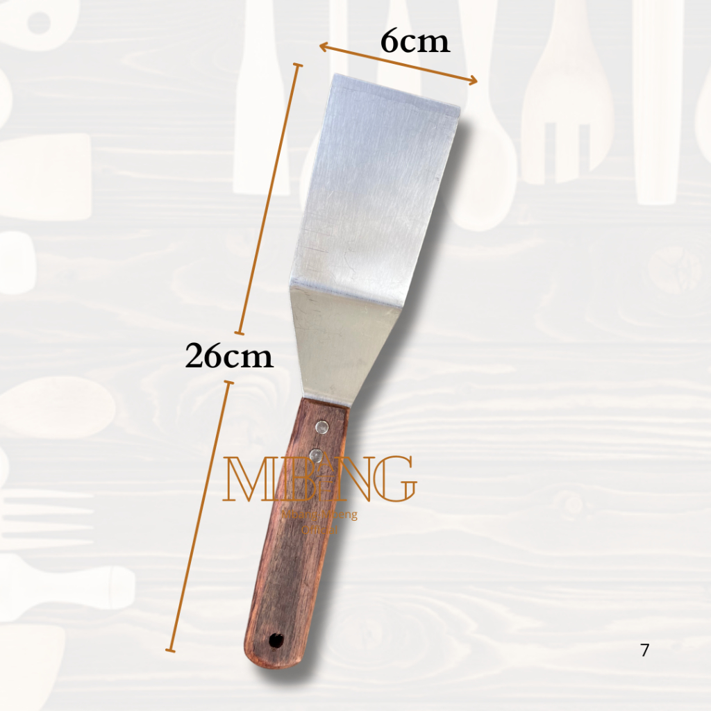 Mbang-Mbeng Kape Bengkok Spatula Pizza Martabak Teppanyaki Shovel Kue Steak BBQ Cake Scrapper Lebar 6 cm - Gambar 4