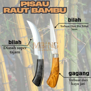 Mbang-Mbeng Pisau Raut Bambu Baja Per Asli 3mm