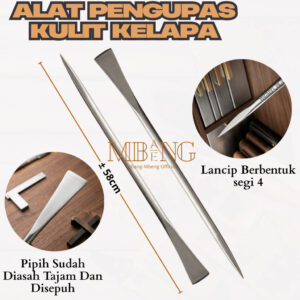 Mbang-Mbeng Linggis Srumbat / Alat Kupas Kelapa Besi Beton 16mm Ujung Lancip & Pipih Tajam (Kualitas Super)