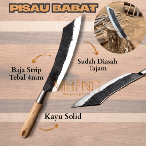 Mbang-Mbeng Parang Tradisional Serbaguna – Bilah Baja Strip Tebal 4mm untuk Outdoor & Pertanian / Pisau Babat Tajam